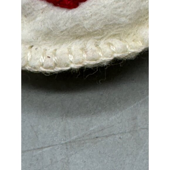 Vintage snowman head handmade tree ornament holly red white 2.25x3" felt READ - Picture 5 of 7
